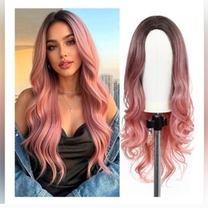 Pink Wavy Ombre Wig